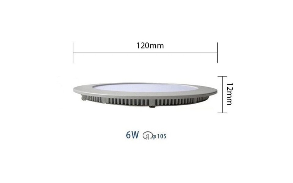 HLW LED LED Downlight Slim - Inbouw LED Lamp Rond 6W Natuurlijk Wit 4200K Mat Wit Aluminium Ø120mm