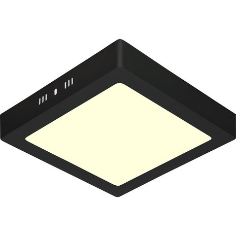 HLW LED 18W Opbouw LED Downlight - Warm Wit 2700K–3000K - Mat Zwart - 225mm Vierkant