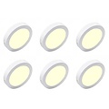 Opbouw LED Downlight 6 Pack 12W - Warm Wit 2700K–3000K, Mat Wit Aluminium Ø170mm