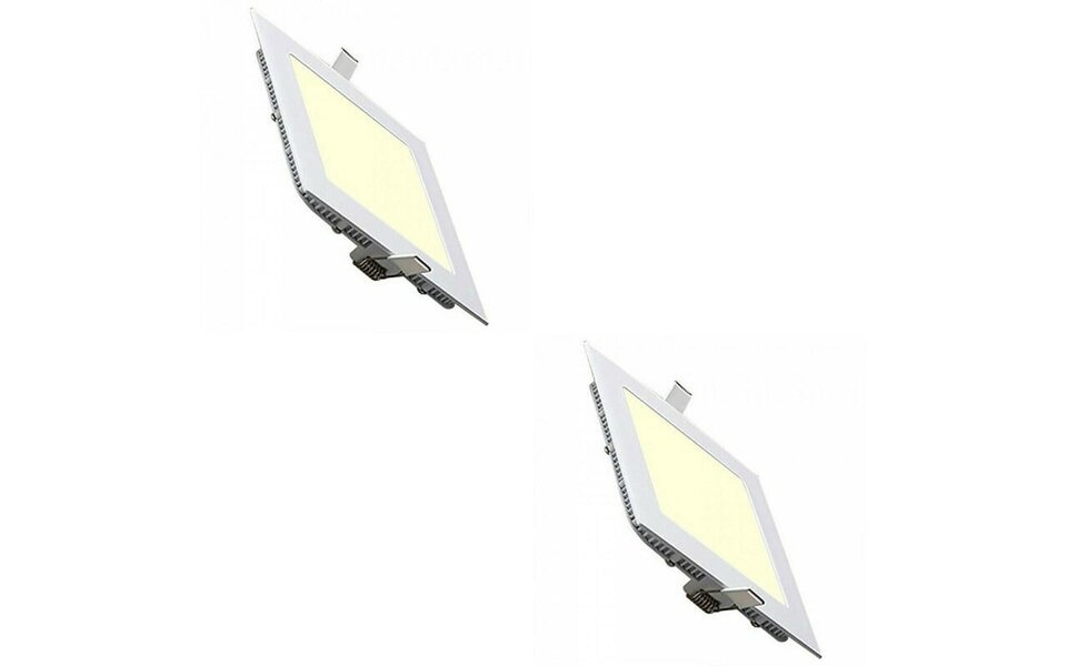 HLW LED LED Downlight Slim 2 Pack - Inbouw Vierkant 9W LED Warm Wit 2700K Mat Wit Aluminium