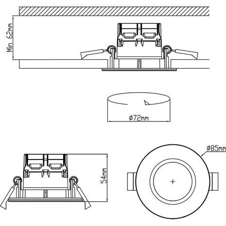 HLW LED Inbouw LED Downlight 5W - Dimbaar, Waterdicht IP65, Warm Wit 2700K–3000K HLW LED Inbouw LED Downlight 5W - Dimbaar, Waterdicht IP65, Warm Wit 2700K–3000K