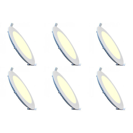 LED Downlight Slim 6 Pack - Inbouw Rond 6W LED, Warm Wit 2700K, Mat Wit Aluminium Ø120mm LED Downlight Slim 6 Pack - Inbouw Rond 6W LED, Warm Wit 2700K, Mat Wit Aluminium Ø120mm