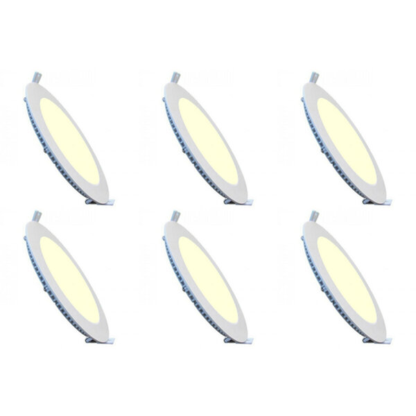 HLW LED LED Downlight Slim 6 Pack - Inbouw Rond 6W LED, Warm Wit 2700K, Mat Wit Aluminium Ø120mm HLW LED LED Downlight Slim 6 Pack - Inbouw Rond 6W LED, Warm Wit 2700K, Mat Wit Aluminium Ø120mm