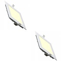 LED Downlight Slim 2 Pack - Inbouw LED Downlight 3W Warm Wit 2700K, Mat Wit Aluminium