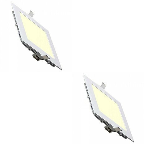 LED Downlight Slim 2 Pack - Inbouw LED Downlight 3W Warm Wit 2700K, Mat Wit Aluminium