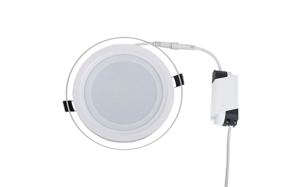HLW LED LED Downlight Slim 6W - Inbouw Rond LED lamp Warm Wit 2700K–3000K Mat Wit Glas Ø96mm