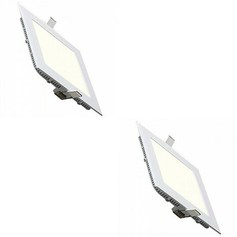 LED Downlight Slim 2 Pack - Inbouw LED Downlight 9W Vierkant Natuurlijk Wit 4200K