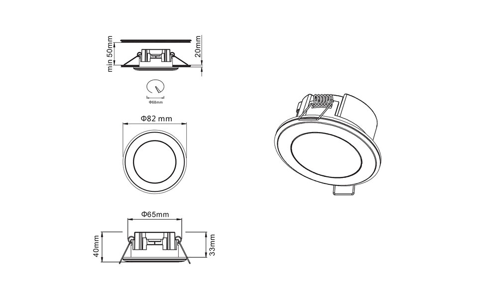 HLW LED LED Spot Inbouw LED Downlight 5W Warm Wit 2700K–3000K Rond Mat Wit Kunststof