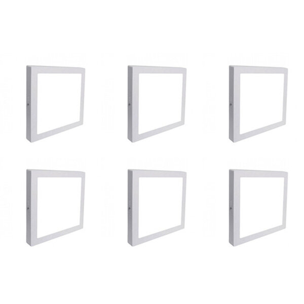 HLW LED LED Downlight 6 Pack - Opbouw Vierkant 18W LED lamp, Helder Koud Wit 6000K HLW LED LED Downlight 6 Pack - Opbouw Vierkant 18W LED lamp, Helder Koud Wit 6000K