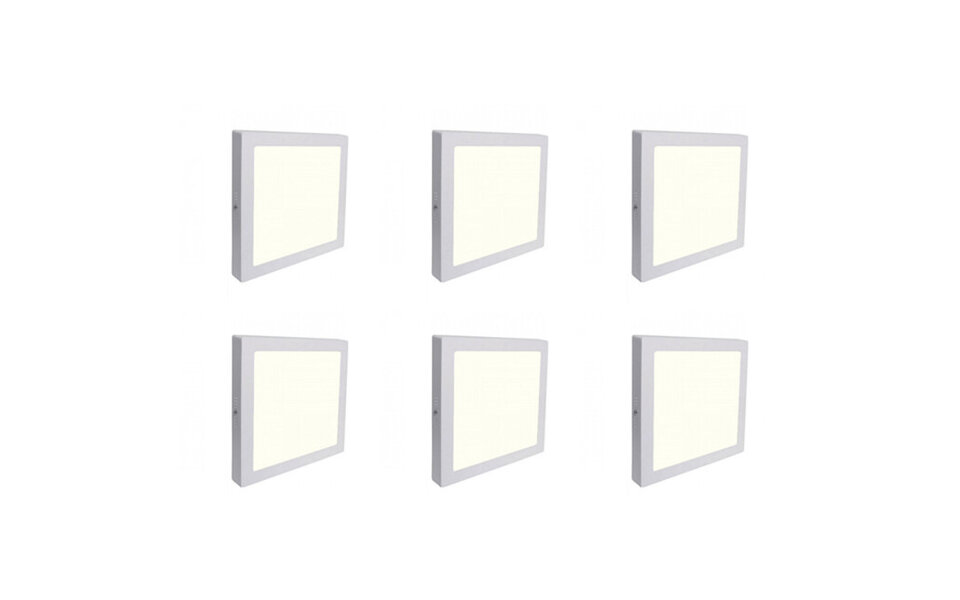 HLW LED LED Downlight 6 Pack - Opbouw Vierkant 12W LED Lamp Natuurlijk Wit 4200K 170mm