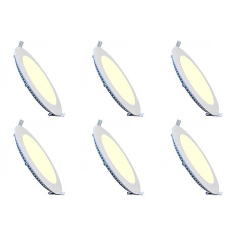 HLW LED LED Downlight Slim 6 Pack - Inbouw Rond 15W LED Lamp Warm Wit 2700K