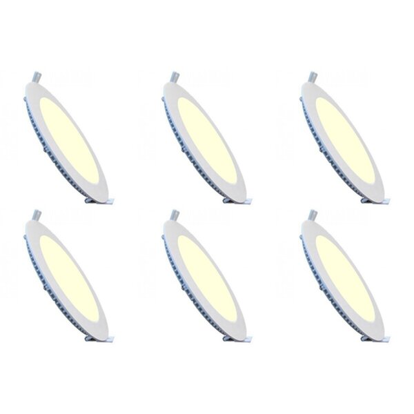 HLW LED LED Downlight Slim 6 Pack - Inbouw Rond 15W LED Lamp Warm Wit 2700K