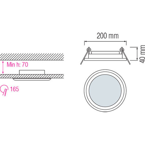 HLW LED Inbouw LED Downlight Slim 15W - Warm Wit 2700K–3000K, Ø200mm, Mat Wit Glas