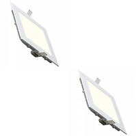 LED Downlight Slim 2 Pack - Inbouw Vierkant 3W Natuurlijk Wit