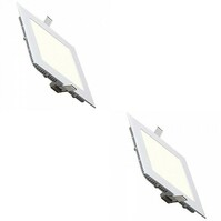 LED Downlight Slim 2 Pack - Inbouw Vierkant 6W LED Lamp Natuurlijk Wit