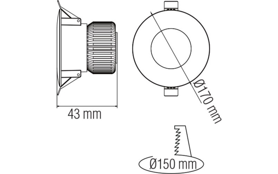 HLW LED Inbouw LED Downlight Verona 15W – Helder Koud Wit 6000K, Ø170mm Mat Wit Aluminium