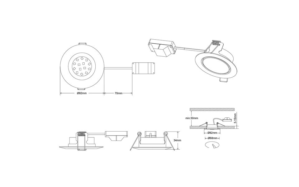 HLW LED LED Spot - Inbouw LED Downlight 5W Warm Wit 2700K–3000K - Mat Wit, Rond