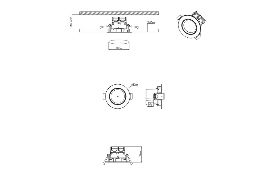 HLW LED LED Spot Inbouw LED Downlight 5W Dimbaar Warm Wit 2700K–3000K Mat Wit