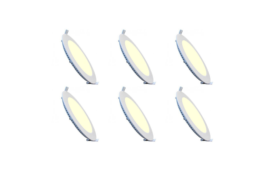 HLW LED LED Downlight Slim 6 Pack - Inbouw 9W LED Lamp Warm Wit 2700K - Mat Wit Aluminium