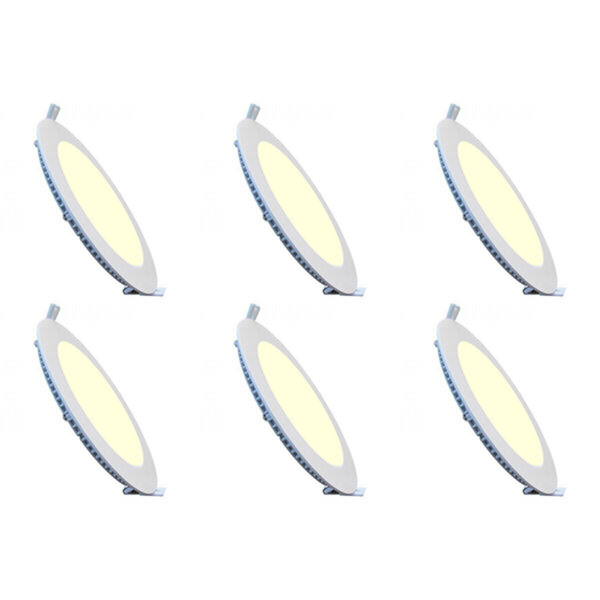 HLW LED LED Downlight Slim 6 Pack - Inbouw 9W LED Lamp Warm Wit 2700K - Mat Wit Aluminium