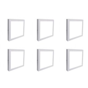 LED Downlight 6 Pack - Opbouw Vierkant 12W Koud Wit 6000K LED Downlight 6 Pack - Opbouw Vierkant 12W Koud Wit 6000K