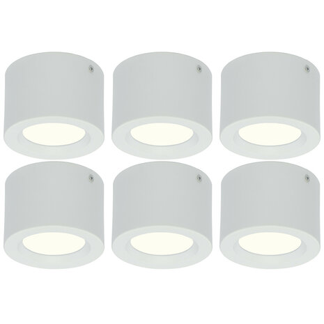 LED Downlight 6 Pack - Opbouw Rond Hoog 5W LED Lamp Natuurlijk Wit 4200K Ø105mm LED Downlight 6 Pack - Opbouw Rond Hoog 5W LED Lamp Natuurlijk Wit 4200K Ø105mm