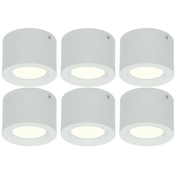 HLW LED LED Downlight 6 Pack - Opbouw Rond Hoog 5W LED Lamp Natuurlijk Wit 4200K Ø105mm HLW LED LED Downlight 6 Pack - Opbouw Rond Hoog 5W LED Lamp Natuurlijk Wit 4200K Ø105mm