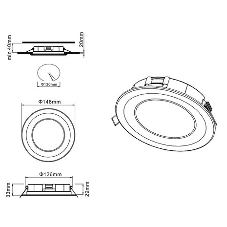 HLW LED LED Spot Inbouw LED Downlight 10W - Warm Wit 2700K–3000K - Mat Zwart Ø140mm HLW LED LED Spot Inbouw LED Downlight 10W - Warm Wit 2700K–3000K - Mat Zwart Ø140mm