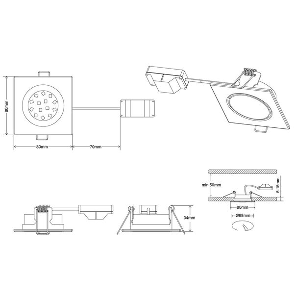 HLW LED LED Spot - Inbouw LED Downlight 5W Warm Wit 2700K–3000K Mat Nikkel