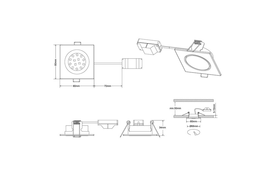 HLW LED LED Spot - Inbouw LED Downlight 5W Warm Wit 2700K–3000K Mat Wit Aluminium