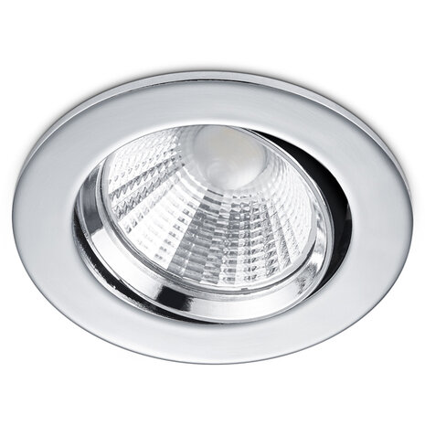 HLW LED Dimbare Inbouw LED Downlight 5W - Warm Wit 2700K-3000K, Ø80mm, Mat Chroom