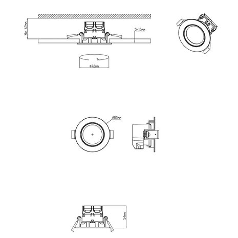 HLW LED Dimbare Inbouw LED Spot 5W Warm Wit 2700K–3000K - Mat Nikkel Ø80mm