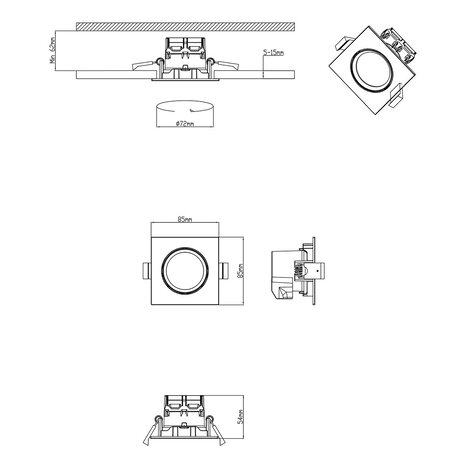 HLW LED Dimbare Inbouw LED Downlight 5W LED Spot Warm Wit 2700K–3000K Mat Nikkel