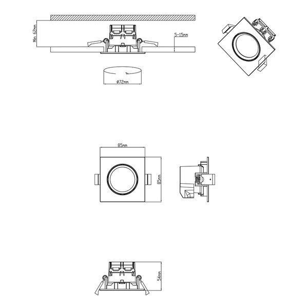 HLW LED Dimbare Inbouw LED Downlight 5W LED Spot Warm Wit 2700K–3000K Mat Nikkel