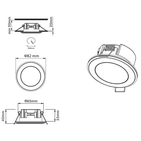 HLW LED LED Spot Inbouw LED Downlight 5W Warm Wit 2700K–3000K - Mat Chroom