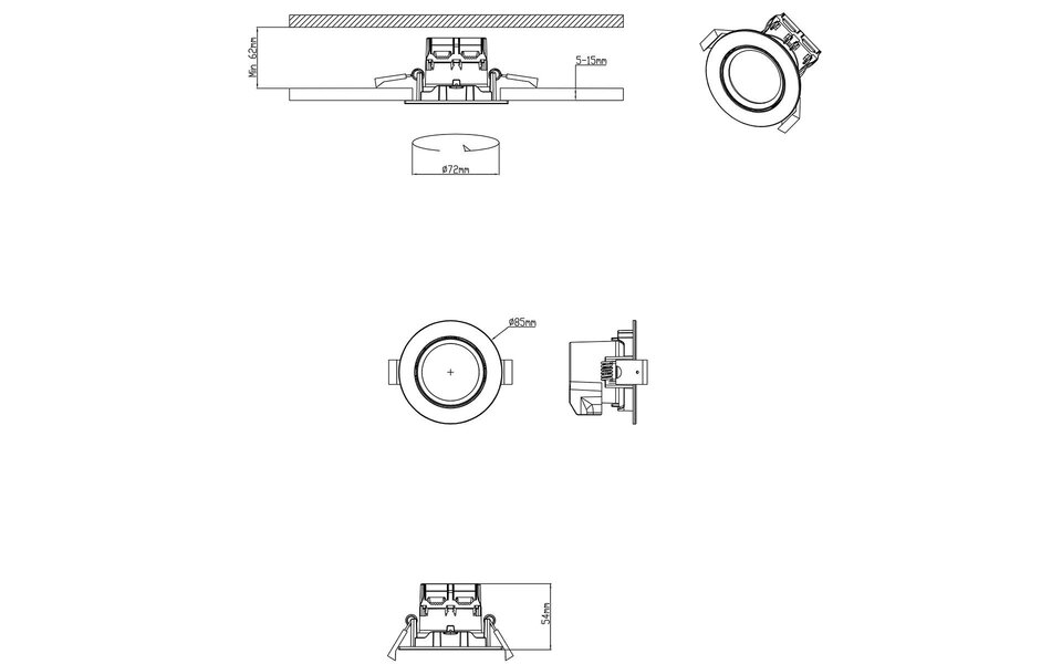 HLW LED LED Spot 3 Pack - Dimbaar Inbouw LED Downlight 5W Warm Wit 2700K–3000K Mat Nikkel