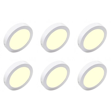 LED Downlight 6 Pack - Opbouw Rond 18W Warm Wit 2700K–3000K Ø225mm LED Downlight 6 Pack - Opbouw Rond 18W Warm Wit 2700K–3000K Ø225mm