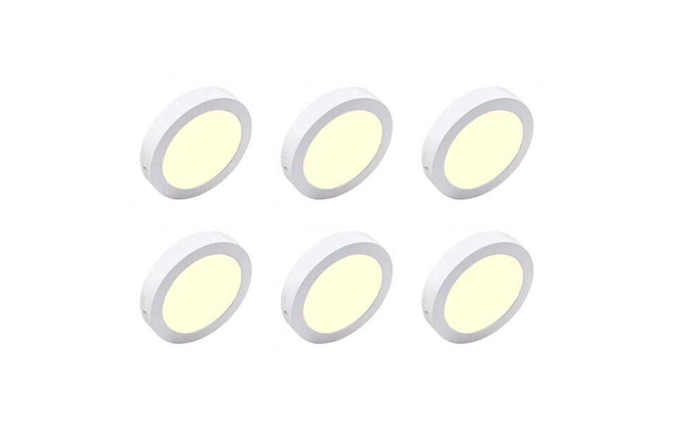 HLW LED LED Downlight 6 Pack - Opbouw Rond 18W Warm Wit 2700K–3000K Ø225mm