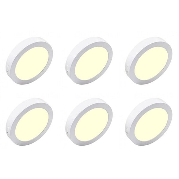 HLW LED LED Downlight 6 Pack - Opbouw Rond 18W Warm Wit 2700K–3000K Ø225mm HLW LED LED Downlight 6 Pack - Opbouw Rond 18W Warm Wit 2700K–3000K Ø225mm
