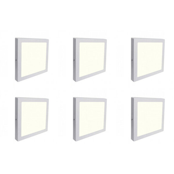 HLW LED Opbouw LED Downlight 6 Pack 18W - Vierkant, Natuurlijk Wit 4200K, Mat Wit Aluminium