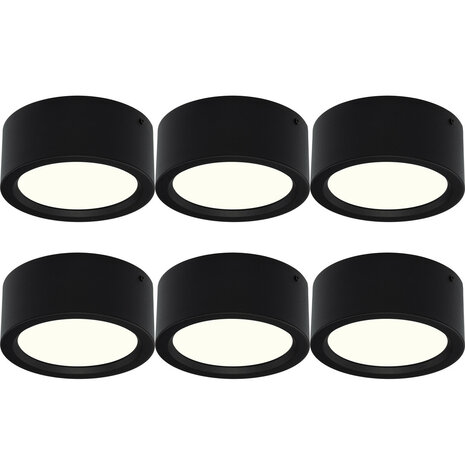 HLW LED LED Downlight 6 Pack 15W - Opbouw Rond Mat Zwart Aluminium Ø180mm HLW LED LED Downlight 6 Pack 15W - Opbouw Rond Mat Zwart Aluminium Ø180mm