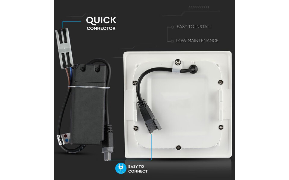 HLW LED Inbouw LED Downlight Slim 24W Vierkant - Helder Koud Wit 6000K, Mat Wit Aluminium