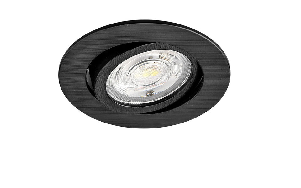 HLW LED Brinton Dimbare LED Spot 7W - Inbouw LED Downlight Warm Wit 2700-3000K Zwart HLW LED Brinton Dimbare LED Spot 7W - Inbouw LED Downlight Warm Wit 2700-3000K Zwart