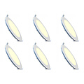 LED Downlight Slim 6 Pack - Inbouw Rond 12W Warm Wit 2700K Mat Wit Aluminium