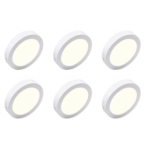 Opbouw LED Downlight 6 Pack 18W - Ronde LED Lamp Ø225mm Natuurlijk Wit Opbouw LED Downlight 6 Pack 18W - Ronde LED Lamp Ø225mm Natuurlijk Wit
