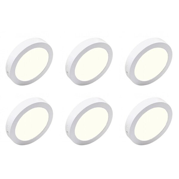 HLW LED Opbouw LED Downlight 6 Pack 18W - Ronde LED Lamp Ø225mm Natuurlijk Wit HLW LED Opbouw LED Downlight 6 Pack 18W - Ronde LED Lamp Ø225mm Natuurlijk Wit