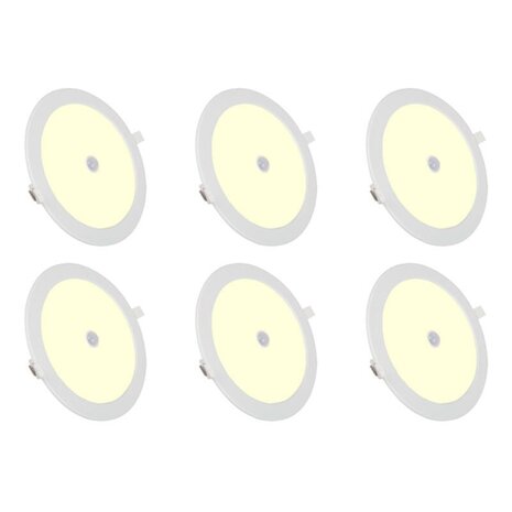 HLW LED LED Downlight Inbouw Rond 12W Met Sensor - Warm Wit 2700K-3000K, 6 Pack HLW LED LED Downlight Inbouw Rond 12W Met Sensor - Warm Wit 2700K-3000K, 6 Pack