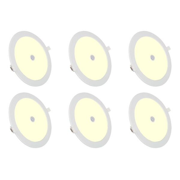 HLW LED LED Downlight Inbouw Rond 12W Met Sensor - Warm Wit 2700K-3000K, 6 Pack HLW LED LED Downlight Inbouw Rond 12W Met Sensor - Warm Wit 2700K-3000K, 6 Pack