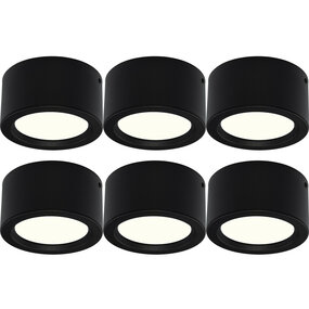 LED Downlight 6 Pack 10W - Opbouw LED Lamp Mat Zwart Ø140mm LED Downlight 6 Pack 10W - Opbouw LED Lamp Mat Zwart Ø140mm