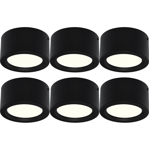 HLW LED LED Downlight 6 Pack - Opbouw LED Lamp 10W Natuurlijk Wit 4200K Mat Zwart Ø140mm HLW LED LED Downlight 6 Pack - Opbouw LED Lamp 10W Natuurlijk Wit 4200K Mat Zwart Ø140mm